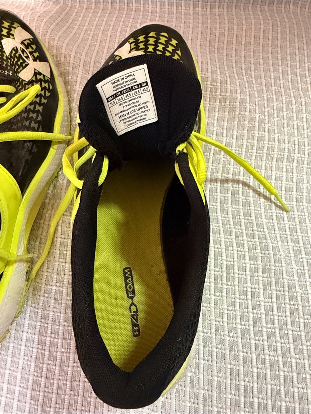 Under Armour Black and Neon Yellow Training Sneakers - Picture 6 of 7